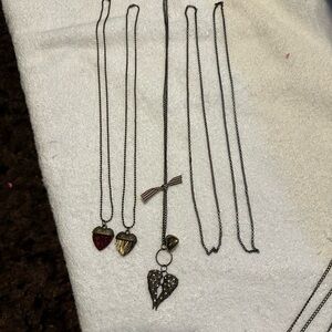 Heart Pendant Necklaces, Angel wings and two chains